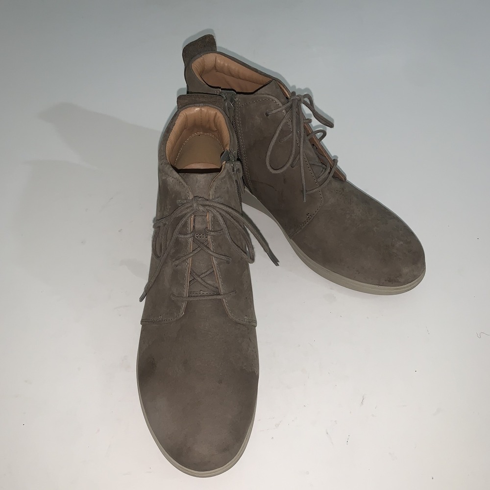 Clarks Unstructured Ankle Boots Womens Size 9 Brown Wedge Chukka Zip Lace Up
